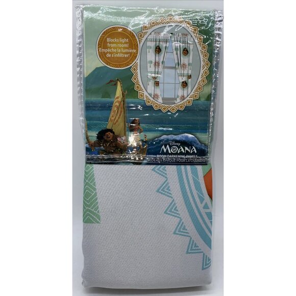 Disney Moana Kids Room Darkening 2 Panels Curtains & Tiebacks 42 in X 63 in - Picture 11 of 11